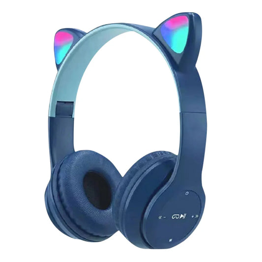 Flash Light Cute Cat Ears BT Wireless Headphone Com with Mic Control LED Kid Girl Stereo Music Helmet Phone Bluetooth Headset